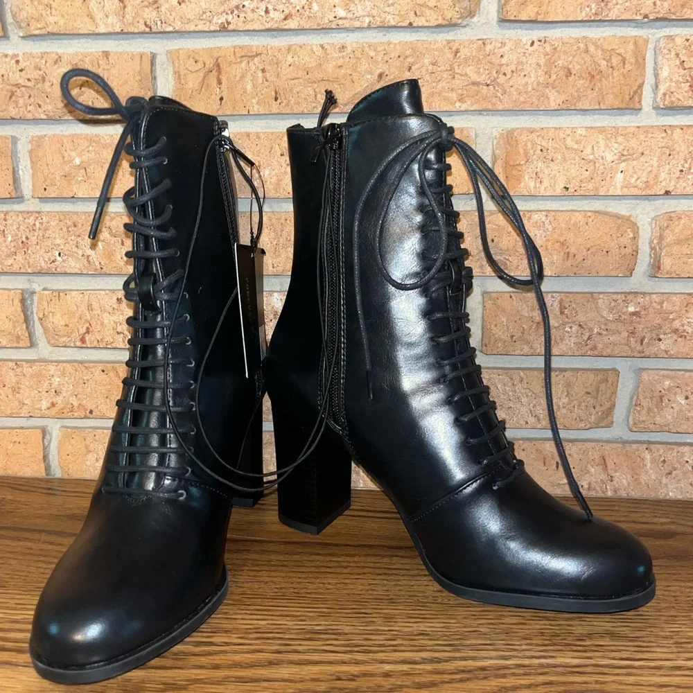 NWT NIB Forever 21 Women’s 6.5 Zip Up Heeled Boots - Picture 5 of 6